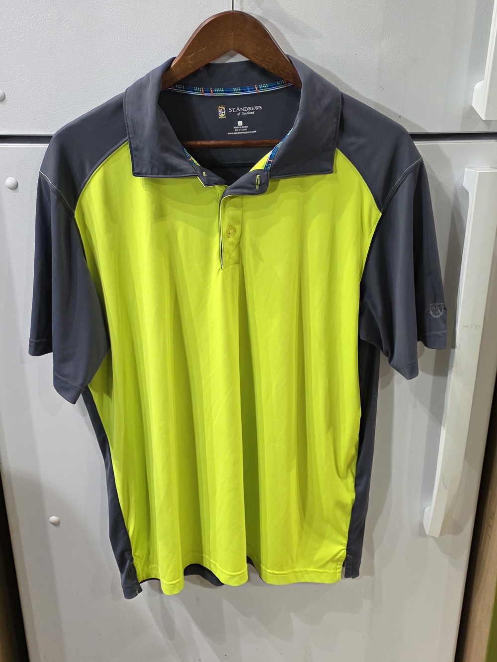 Men's High-Visibility Polo Shirt - Neon Yellow/Grey